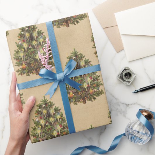 ビンテージクリスマスツリー ラッピングペーパー (ギフト)