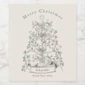 ビンテージクリスマスツリー ワインラベル (シングルラベル)