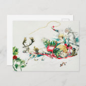 ビンテージクリスマスディアカー絵画トズホリデー シーズンポストカード (正面/裏面)