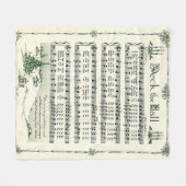 ビンテージクリスマスデッキザホールシート音楽 フリースブランケット (正面(横))