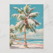 ビンテージクリスマストロピカルビーチパームツリー ポストカード (正面)