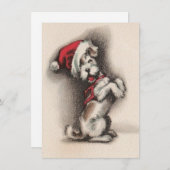 ビンテージクリスマスドッグサンタハット シーズンカード (正面/裏面)