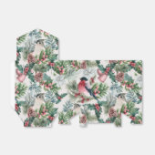 ビンテージクリスマスバードとパインフラワーパターン フェイバーボックス (折り畳みなし)
