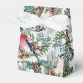 ビンテージクリスマスバードとパインフラワーパターン フェイバーボックス (正面サイド)