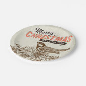 ビンテージクリスマスバードアンドフラワー     ペーパープレート (アングル)
