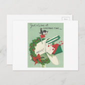 ビンテージクリスマスバードカード シーズンポストカード (正面/裏面)