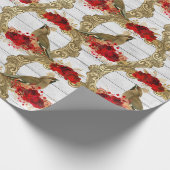 ビンテージクリスマスバードパターン ラッピングペーパー (角)