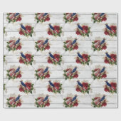 ビンテージクリスマスバードパターン ラッピングペーパー (フラット)