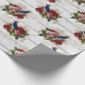 ビンテージクリスマスバードパターン ラッピングペーパー (角)