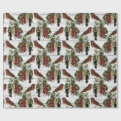 ビンテージクリスマスバードパターン ラッピングペーパー (フラット)