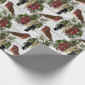 ビンテージクリスマスバードパターン ラッピングペーパー (角)