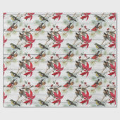 ビンテージクリスマスバードパターン ラッピングペーパー (フラット)