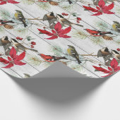 ビンテージクリスマスバードパターン ラッピングペーパー (角)