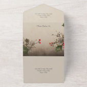 ビンテージクリスマスパイン&ポインセチア オールインワン招待状 (外側)