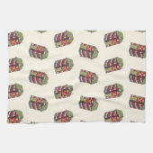 ビンテージクリスマスパターン、くるみ割り人形の兵隊おもちゃ キッチンタオル (横)