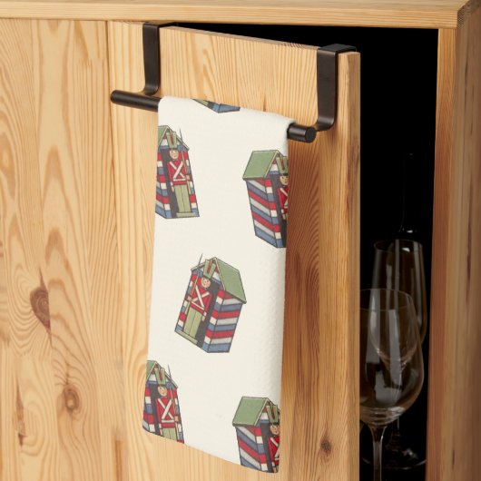 ビンテージクリスマスパターン、くるみ割り人形の兵隊おもちゃ キッチンタオル (三つ折り)