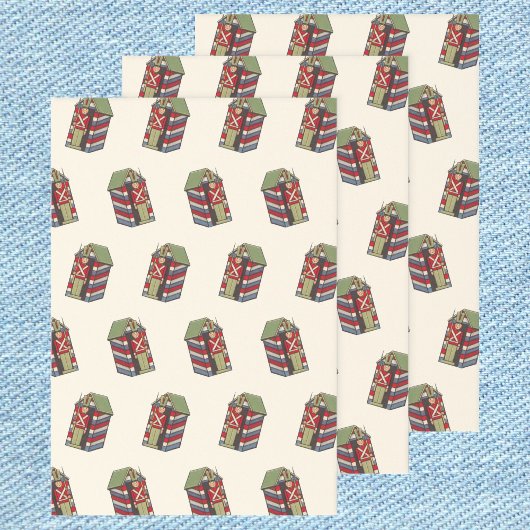 ビンテージクリスマスパターン、くるみ割り玩具兵士 ラッピングペーパーシート