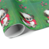 ビンテージクリスマスパピーホリデーラップ ラッピングペーパー (ロールコーナー)