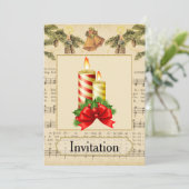 ビンテージクリスマスパーティの招待状とろうそく 招待状 (スタンド正面)