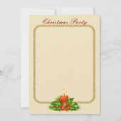 ビンテージクリスマスパーティの招待状とろうそく 招待状 (裏面)