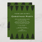 ビンテージクリスマスパーティー、森の緑の木 招待状 (正面/裏面)
