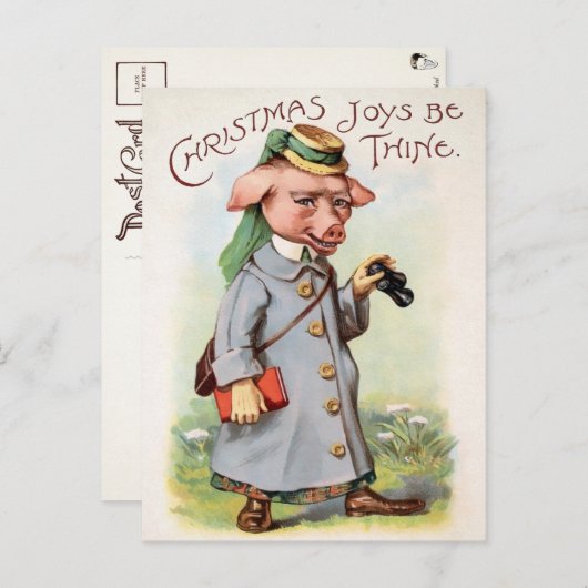 ビンテージクリスマスピグポストカード ポストカード (正面/裏面)