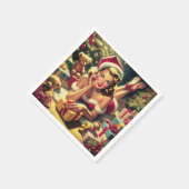 ビンテージクリスマスピンアップ スタンダードカクテルナプキン (角)