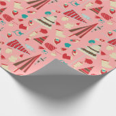 ビンテージクリスマスピンク ラッピングペーパー (角)