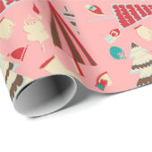 ビンテージクリスマスピンク ラッピングペーパー (ロールコーナー)