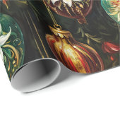 ビンテージクリスマスファンタジーフローラオーナメントパターン ラッピングペーパー (ロールコーナー)