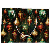 ビンテージクリスマスファンタジーフローラオーナメントパターン ラージペーパーバッグ (裏面)