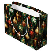 ビンテージクリスマスファンタジーフローラオーナメントパターン ラージペーパーバッグ (裏面アングル)