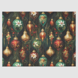 ビンテージクリスマスファンタジーフローラオーナメントパターン 薄葉紙