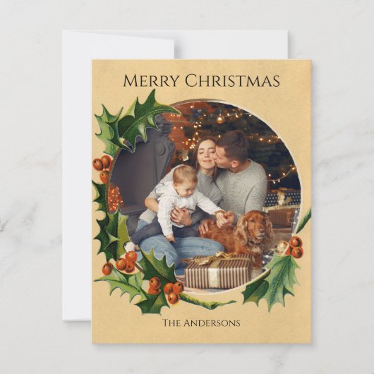 ビンテージクリスマスフレームファミリーフォトカード シーズンカード (正面)