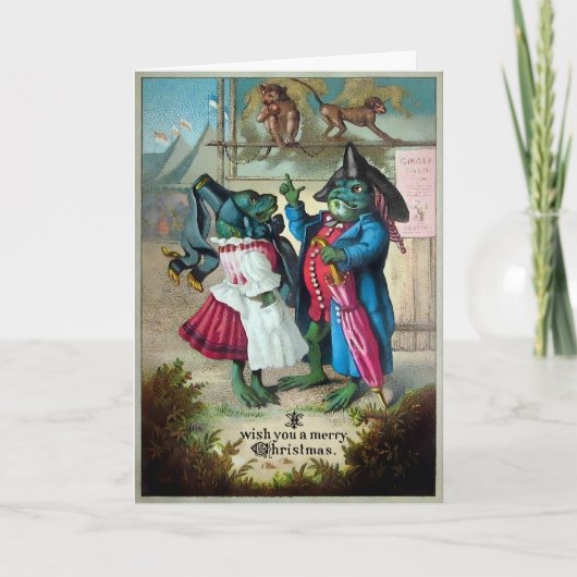 ビンテージクリスマスフログスホリデーカード シーズンカード (正面)