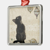 ビンテージクリスマスブラックの猫がオーナメント メタルオーナメント (左)
