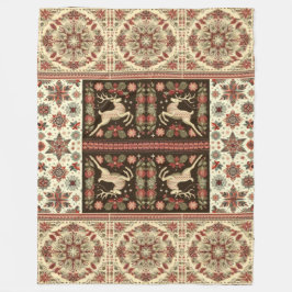 ビンテージクリスマスブランケットデザイン フリースブランケット