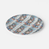 ビンテージクリスマスブルーシルバーベル ペーパープレート (アングル)