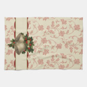 ビンテージクリスマスベルとホリーキッチンタオル キッチンタオル (横)