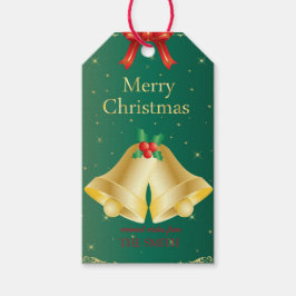 ビンテージクリスマスベルと赤いリボン ギフトタグ