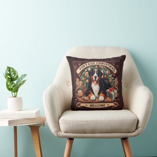 ビンテージクリスマスベルネーズマウンテンドッグウェルカム クッション (椅子)