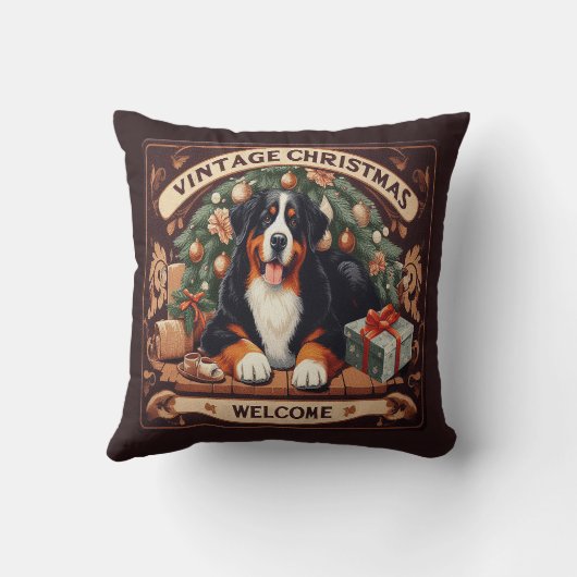 ビンテージクリスマスベルネーズマウンテンドッグウェルカム クッション (裏面)
