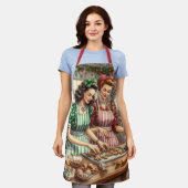 ビンテージクリスマスベーキングCookie エプロン (着用した状態)