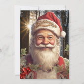 ビンテージクリスマスホリデーサンタクロースのウッドランド シーズンカード (正面)