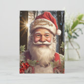 ビンテージクリスマスホリデーサンタクロースのウッドランド シーズンカード (スタンド正面)