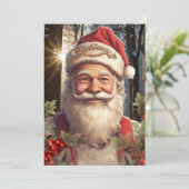ビンテージクリスマスホリデーサンタクロースのウッドランド 招待状 (スタンド正面)