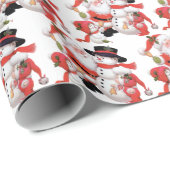 ビンテージクリスマスホリデーサンタ雪だるまタイル ラッピングペーパー (ロールコーナー)