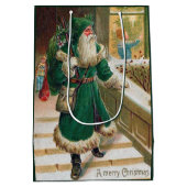 ビンテージクリスマスホリデーサンタ ミディアムペーパーバッグ (裏面)