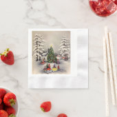 ビンテージクリスマスホリデーシーンナプキンス 縁ありカクテルナプキン (インサイチュ)