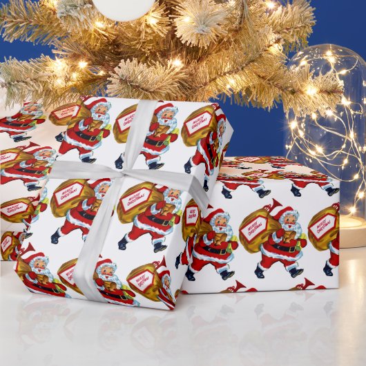 ビンテージクリスマスホリデータイルサンタパーティー ラッピングペーパー (クリスマス)